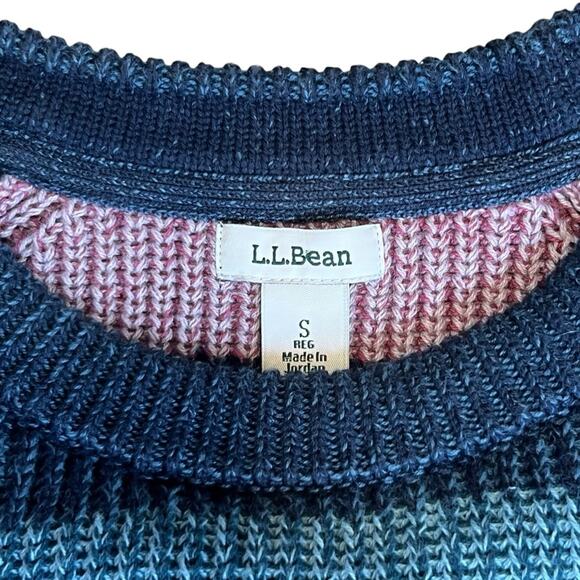 L.L. Bean Women’s Sz S Pink Blue Stripe Pullover Sweater Coastal Cotton - Picture 4 of 10
